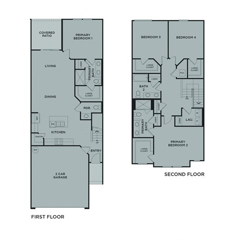 Floor plan for 4 beds, 3.5 baths, 2010 sqft